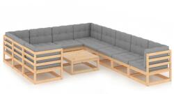vidaXL Set mobilier de grădină cu perne, 11 piese, lemn masiv de pin (3077049)