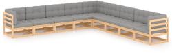 vidaXL Set mobilier grădină cu perne, 9 piese, lemn masiv de pin (3076894) - comfy