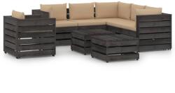 vidaXL Set mobilier de grădină cu perne, 8 piese, gri, lemn tratat (3068495) - comfy