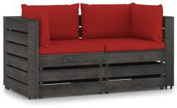 vidaXL Canapea de grădină cu 2 locuri, cu perne, gri, lemn tratat (3068162) - comfy