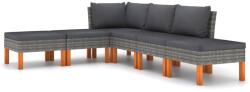 vidaXL Set mobilier de grădină cu perne, 6 piese, gri, poliratan (3059715) - comfy