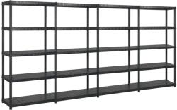 vidaXL Raft de depozitare cu 5 polițe, negru, 340x40x185 cm, plastic (3059861) - comfy