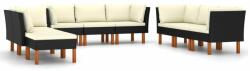 vidaXL Set mobilier de grădină cu perne, 9 piese, negru, poliratan (3059748) - comfy