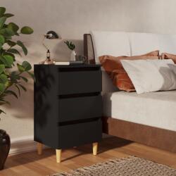 vidaXL Noptieră cu picioare lemn masiv, negru, 40x35x69 cm (805889) - comfy