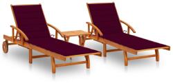 vidaXL Șezlonguri, 2 buc. , cu masă și perne, lemn masiv de acacia (3077354) - comfy