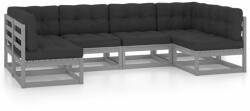 vidaXL Set mobilier de grădină cu perne 6 piese gri lemn masiv de pin (3077176) - comfy