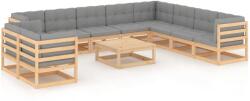vidaXL Set mobilier de grădină cu perne, 11 piese, lemn masiv de pin (3076979)