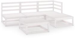 vidaXL Set mobilier de grădină, 5 piese, alb, lemn masiv de pin (3075490)