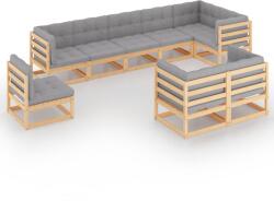 vidaXL Set mobilier de grădină cu perne, 9 piese, lemn masiv de pin (3076724)