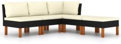 vidaXL Set mobilier de grădină cu perne, 5 piese, negru, poliratan (3059732) - comfy