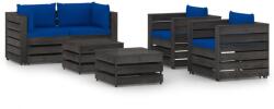 vidaXL Set mobilier grădină cu perne, 6 piese, gri, lemn tratat (3068454) - comfy