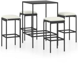 vidaXL Set mobilier bar de grădină cu perne, 5 piese, negru, poliratan (3064820) - comfy