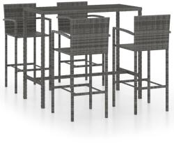vidaXL Set mobilier bar de grădină, 5 piese, gri, poliratan (3064844) - comfy