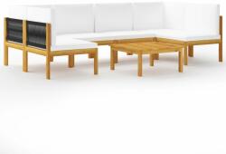 vidaXL Set mobilier grădină cu perne, crem, 7 piese, lemn masiv acacia (3057898) - comfy