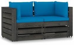 vidaXL Canapea de grădină cu 2 locuri, cu perne, gri, lemn tratat (3068160) - comfy