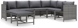 vidaXL Set mobilier de grădină cu perne, 8 piese, gri, poliratan (3059771) - comfy