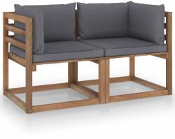 vidaXL Canapea de grădină paleți, 2 locuri, perne antracit, lemn pin (3067272) - comfy