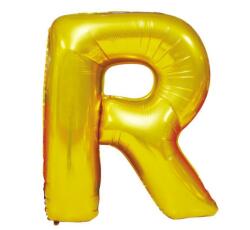  Arany színű, betű alakú fólia lufi, léggömb - R