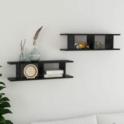 vidaXL Rafturi de perete, 2 buc, negru extralucios, 75x18x20 cm, lemn (807194) Raft
