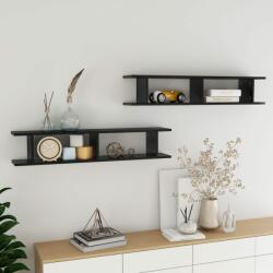 vidaXL Rafturi de perete, 2 buc. , negru extralucios, 105x18x20 cm, PAL (807212) Raft