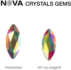 Crystalnails NOVA Crystal Gems Formakő - 3, 4x8 mm búzaszem (Crystal AB)