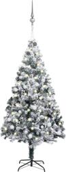 vidaXL Brad Crăciun artificial, LED&set de globuri, verde, 210 cm, PVC (3077917)