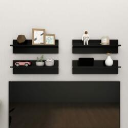 vidaXL Rafturi de perete 4 buc. , negru extralucios, 60x11, 5x18 cm, PAL (807330) Raft