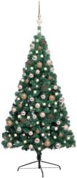 vidaXL Jumătate brad Crăciun artificial cu LEDuri&globuri verde 240 cm (3077567) - comfy