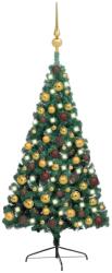 vidaXL Set pom Crăciun artificial LED-uri&globuri, verde, 150 cm (3077478) - comfy
