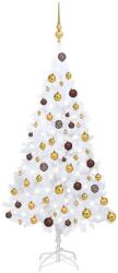 vidaXL Pom de Crăciun artificial cu LED-uri/globuri alb 120 cm PVC (3077539) - comfy
