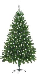 vidaXL Set brad de Crăciun artificial cu LED-uri/globuri verde 210 cm (3077728) - comfy