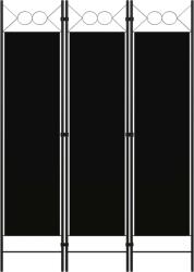 vidaXL fekete 3 paneles paraván 120 x 180 cm (320702) - vidaxl