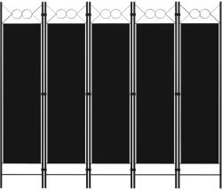 vidaXL fekete 5 paneles paraván 200 x 180 cm (320710) - vidaxl