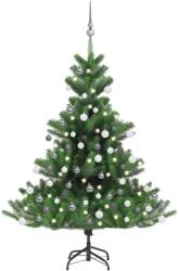 vidaXL Pom Crăciun artificial brad Nordmann LED&globuri verde 120 cm (3077730)