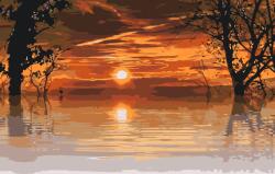  Festés számok szerint - Varázslatos naplemente Méret: 40x60cm, Keretezés: Keret nélkül (csak a vászon)