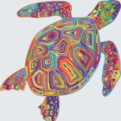  Festés számok szerint - Szivárványos teknős Méret: 50x50cm, Keretezés: Keret nélkül (csak a vászon)