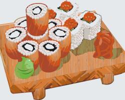  Festés számok szerint - Sushi Méret: 40x50cm, Keretezés: Keret nélkül (csak a vászon)
