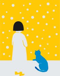  Festés számok szerint - Kék macska Méret: 40x50cm, Keretezés: Keret nélkül (csak a vászon)