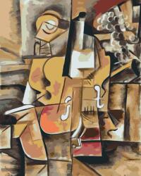 Festés számok szerint - Hegedű és szőlők Picasso Méret: 40x50cm, Keretezés: Keret nélkül (csak a vászon)