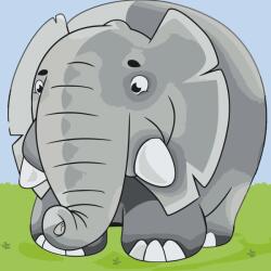  Festés számok szerint - Kerek elefánt Méret: 50x50cm, Keretezés: Keret nélkül (csak a vászon)