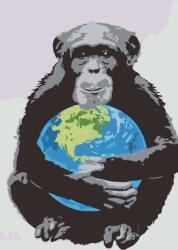 Festés számok szerint - Világ egy majom ölelésében Méret: 40x60cm, Keretezés: Keret nélkül (csak a vászon)