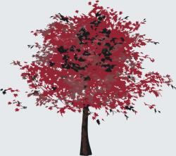 Festés számok szerint - Piros fa Méret: 50x50cm, Keretezés: Keret nélkül (csak a vászon)