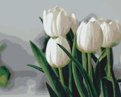  Festés számok szerint - Fehér tulipánok Méret: 40x50cm, Keretezés: Keret nélkül (csak a vászon)