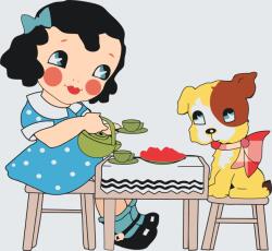  Festés számok szerint - Teázás ülve Méret: 50x50cm, Keretezés: Keret nélkül (csak a vászon)