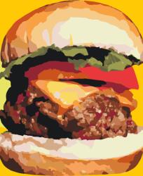 Festés számok szerint - Hamburger illusztráció Méret: 40x50cm, Keretezés: Keret nélkül (csak a vászon)