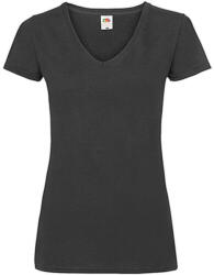 Fruit of the Loom Női póló Csapott ujjú Fruit of the Loom Valueweight V-Neck T Lady-Fit - S, Fekete
