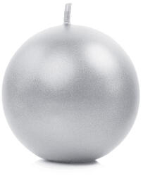 PartyDeco Silver metal ball candle 6 cm