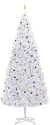 vidaXL Set brad Crăciun artificial cu LED-uri/globuri, alb, 500 cm (3077793)
