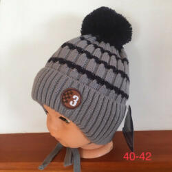  Minimanó téli kötött sapka (40-42) - szürke/kék