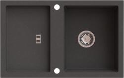 AXIS KITCHEN SLIDE 40 gránit mosogató automata dugóemelő, szifonnal, szürke, beépíthető (AX-1005)